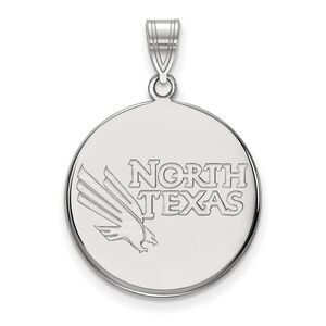 10k White Gold North Texas Large Disc Pendant